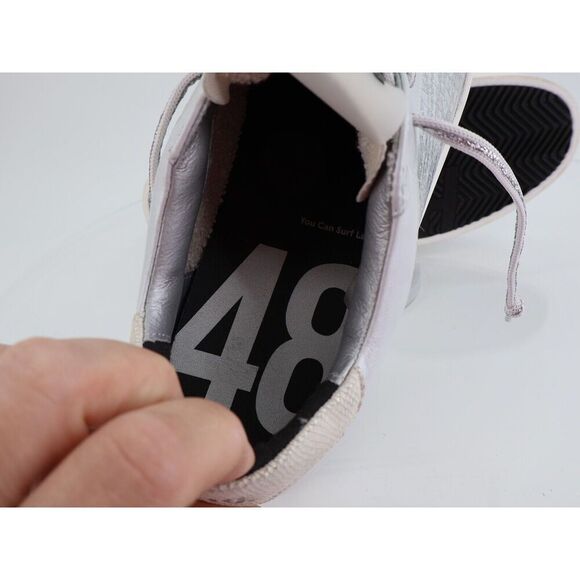 P448 John T Grey Leather Gray Silver Croc Embossed Low Top Sneakers Size 42 11 - Picture 6 of 12